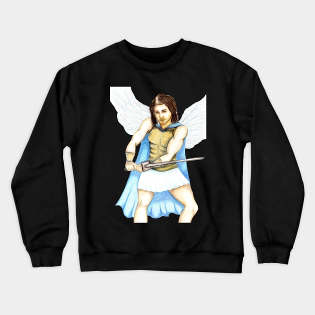 Archangel Michael the Protector- Dark Green Crewneck Sweatshirt by EarthSoul